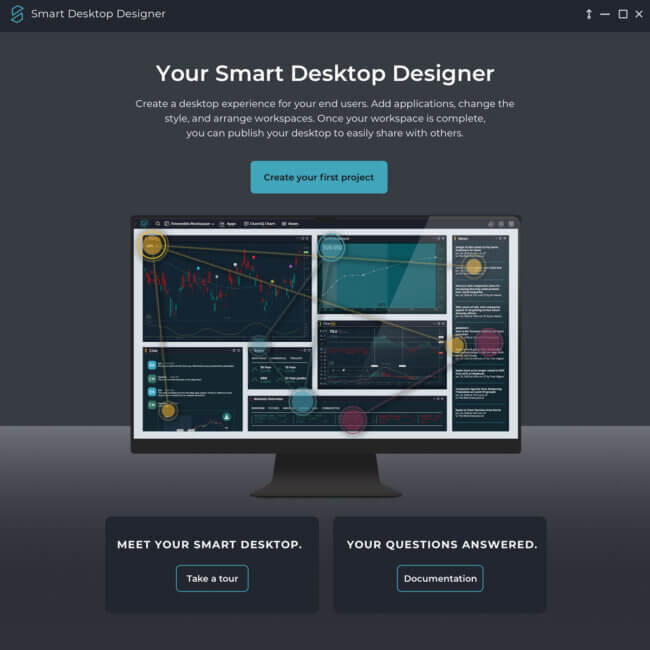 Finsemble Smart Desktop Designer Start Screen