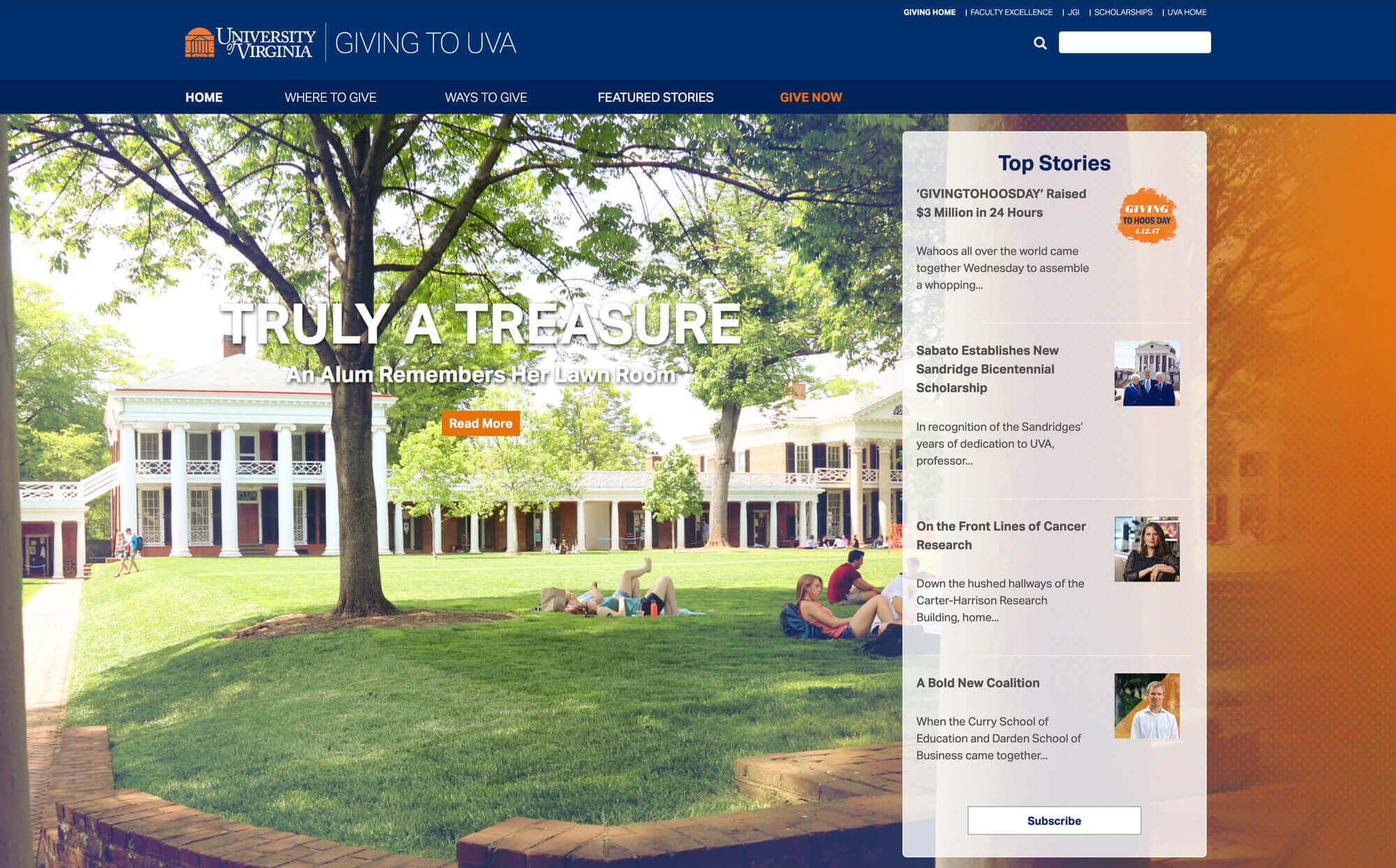 UVA Giving homepage circa 2017